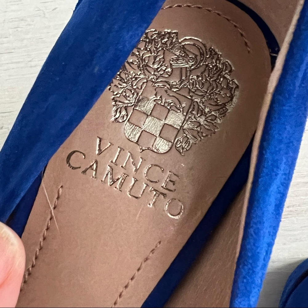 Vince Camuto Deba Lapis Blue Platform Studded Suede Shoe Size 38/8 - Picture 11 of 14